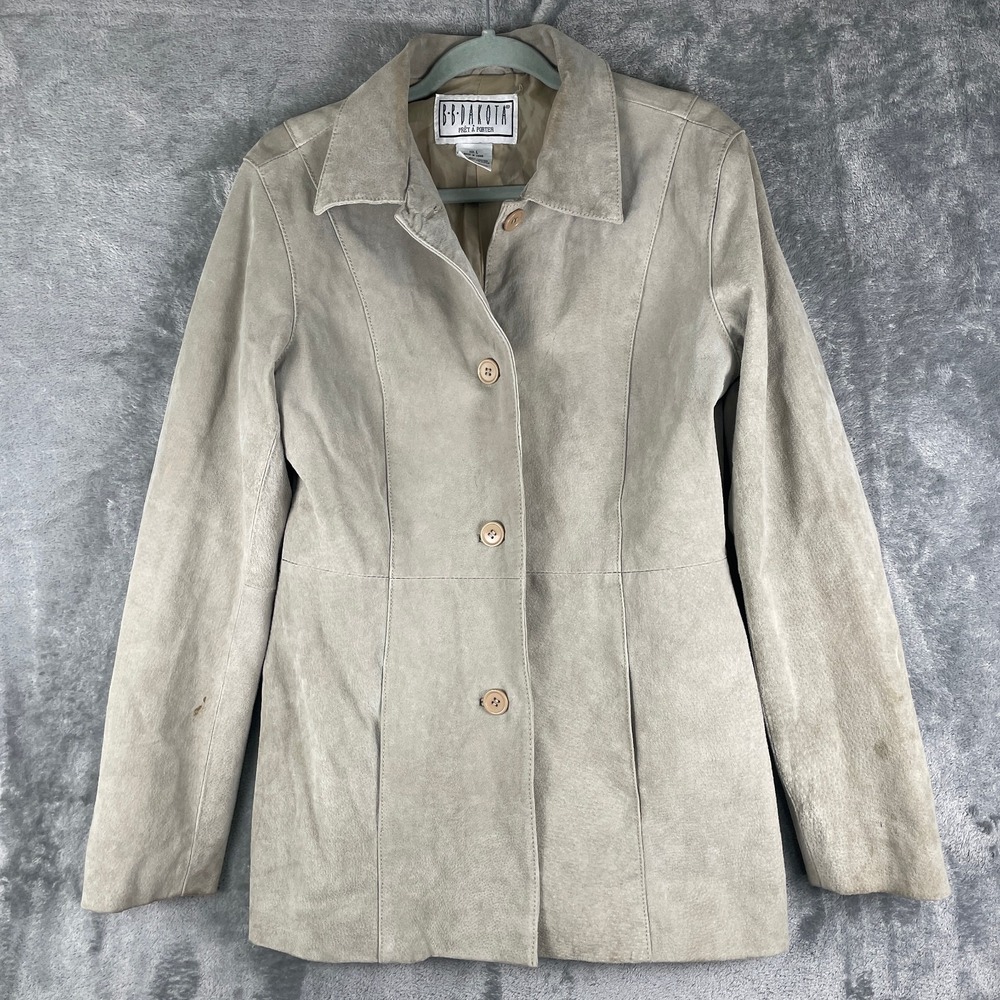 Vintage BB Dakota Leather Jacket Women's Large Tan Button Up Western Southwest